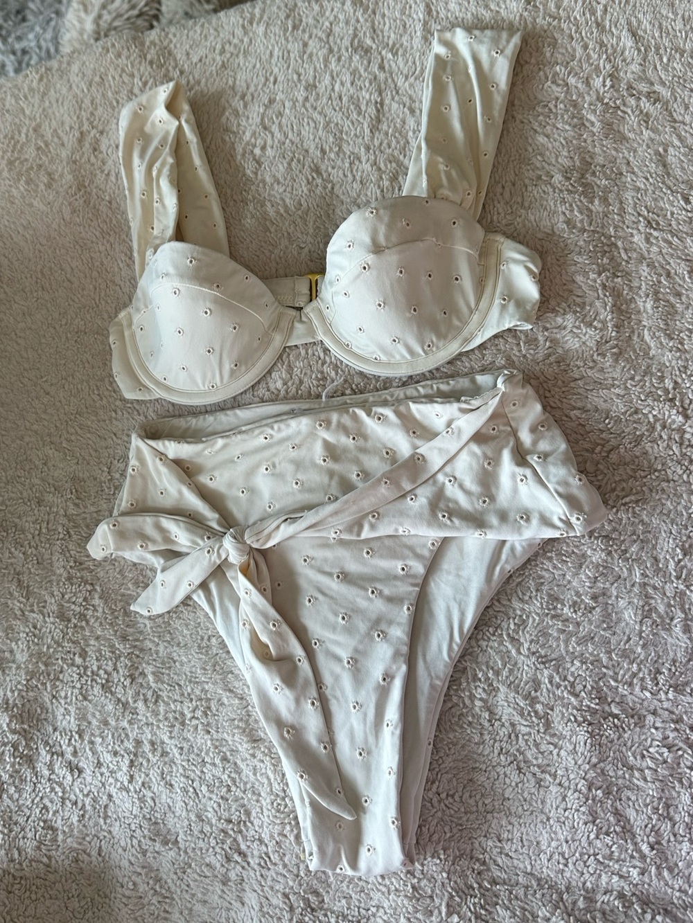 WeWoreWhat Cream Eyelet Two-Piece Bikini Set